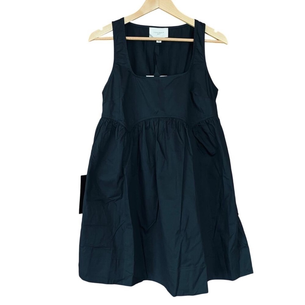 Pomander Place Porto Dress M NWT Black Sleeveless Mini Cotton Babydoll Style - Picture 4 of 12